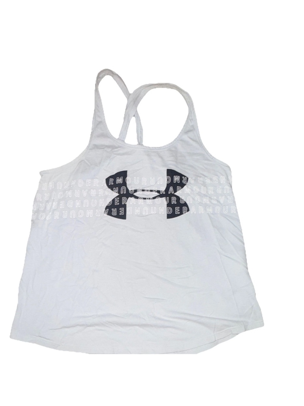 LG Women's White Racerback Tank Top with Black Logo